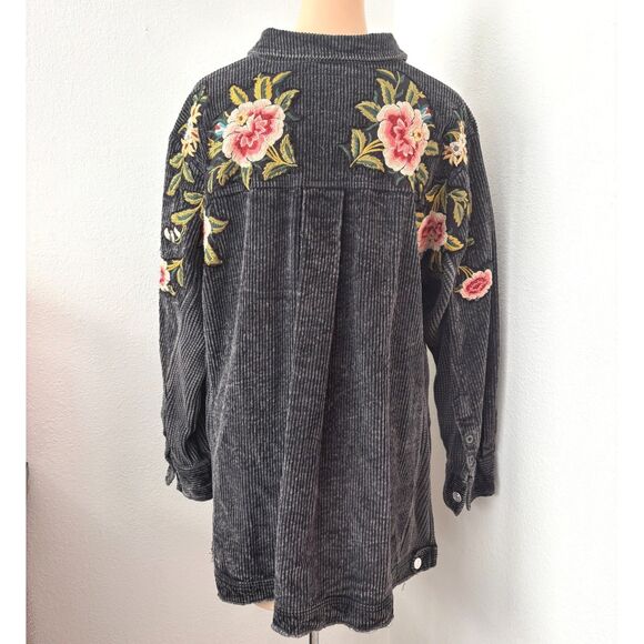 We The Free People Womens Dawn Break Shacket Size Small Embroidered Grunge - Picture 3 of 9
